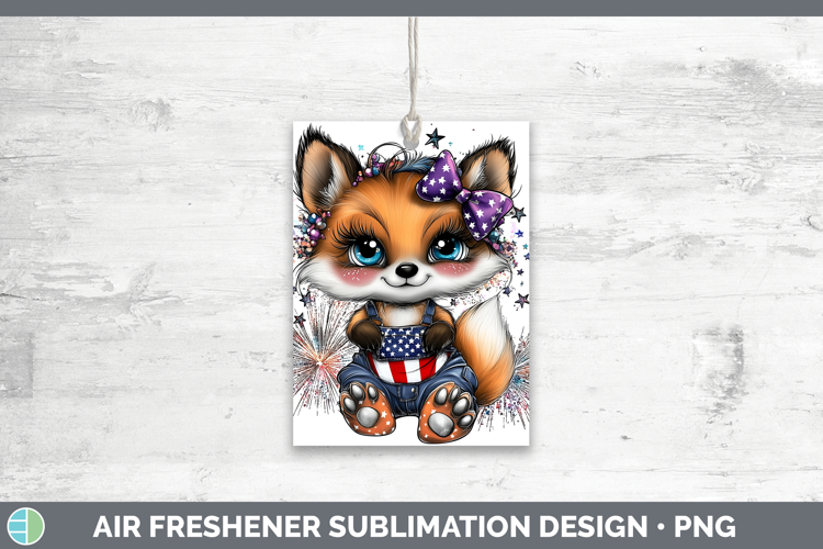 Animals Fourth of July Fox Air Freshener Sublimation Car Fre