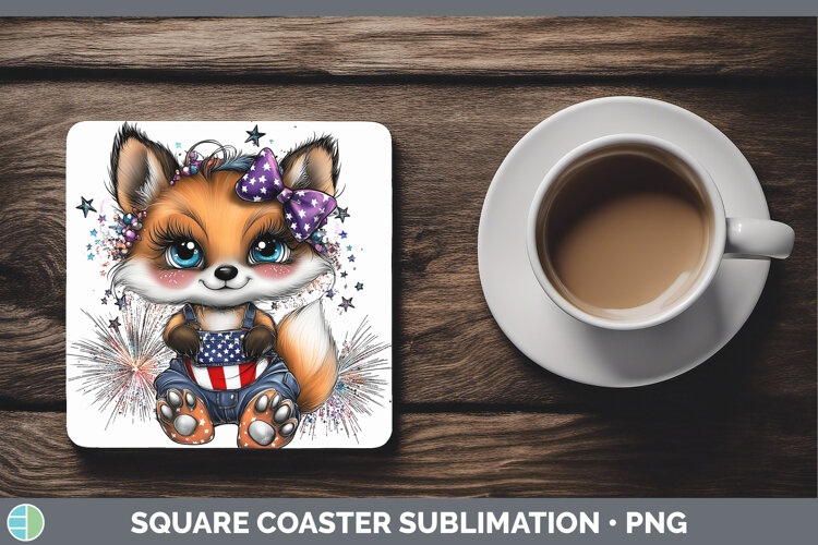 GorgeousAnimals Fourth of July Square Coaster design.