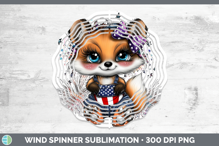 Animals Fourth of July Fox Wind Spinner Sublimation Spinner