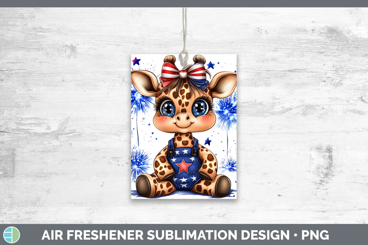 Animals Fourth of July Giraffe Air Freshener Sublimation Car