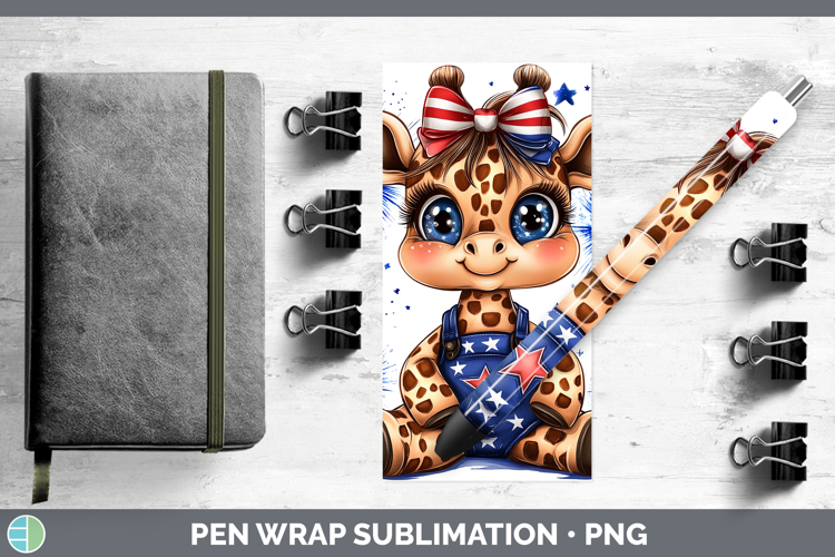 Animals Fourth of July Giraffe Pen Wrap Sublimation Pen Desi