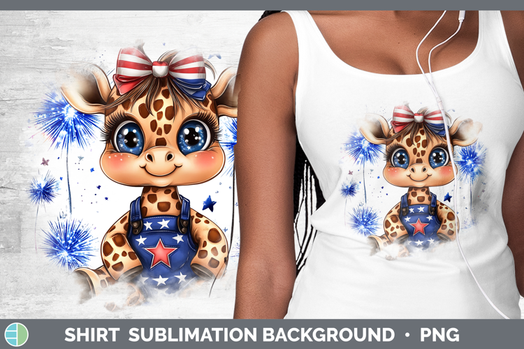 Animals Fourth of July Giraffe Shirt Sublimation Background