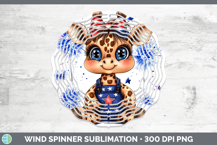 Animals Fourth of July Giraffe Wind Spinner Sublimation Spin