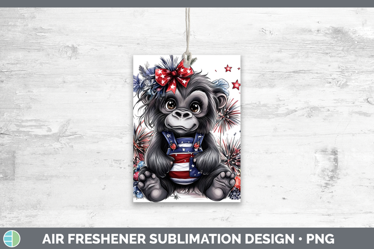 Animals Fourth of July Gorilla Air Freshener Sublimation Car