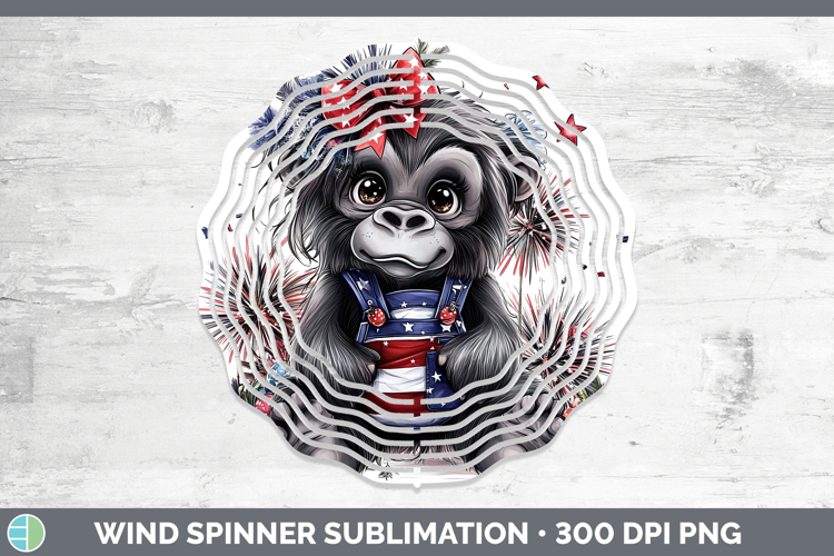 Animals Fourth of July Gorilla Wind Spinner Sublimation Spin
