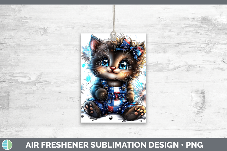 Animals Fourth of July Kitten Air Freshener Sublimation Car