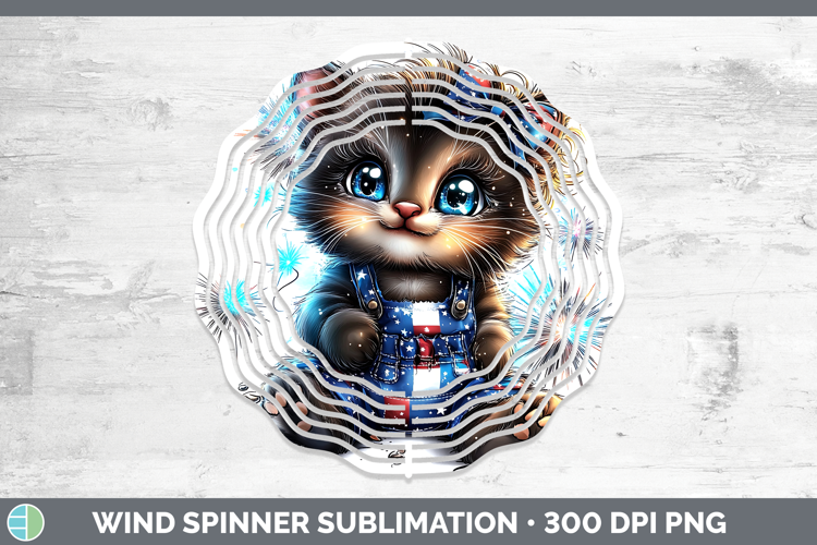 Animals Fourth of July Kitten Wind Spinner Sublimation Spinn