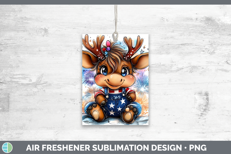 Animals Fourth of July Moose Air Freshener Sublimation Car F