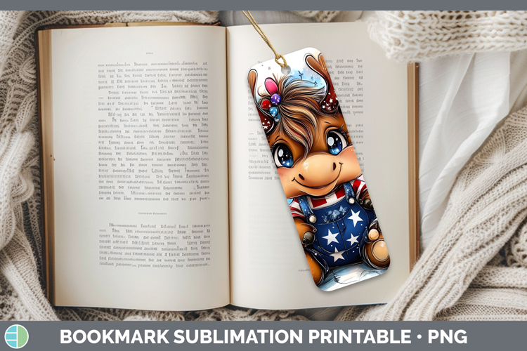 Animals Fourth of July Moose Bookmark Sublimation Printable