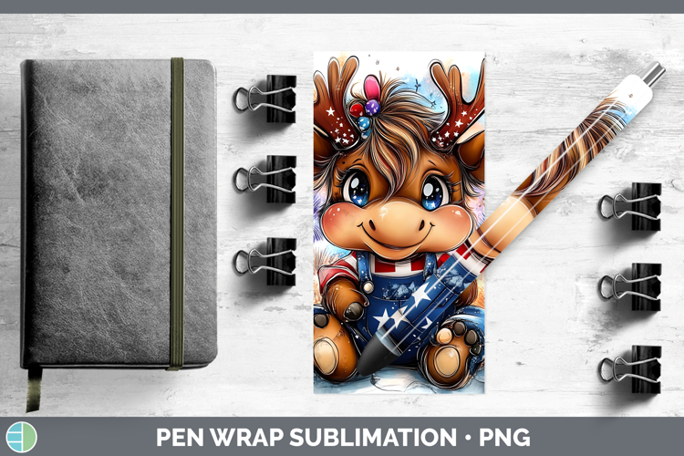 Animals Fourth of July Moose Pen Wrap Sublimation Pen Design