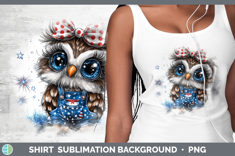 Animals Fourth of July Owl Shirt Sublimation Background Desi