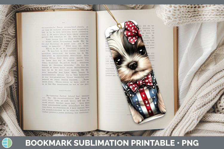 Animals Fourth of July Puppy Bookmark Sublimation Printable