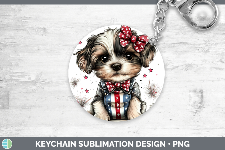 Animals Fourth of July Puppy Keychain Sublimation Keyring De
