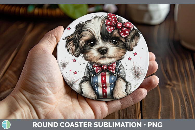 GorgeousAnimals Fourth of July Round Coaster design.