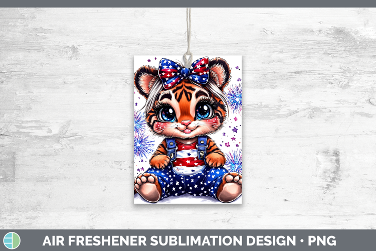 Animals Fourth of July Tiger Air Freshener Sublimation Car F