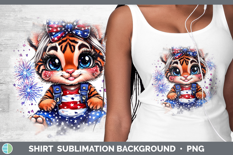 Animals Fourth of July Tiger Shirt Sublimation Background De