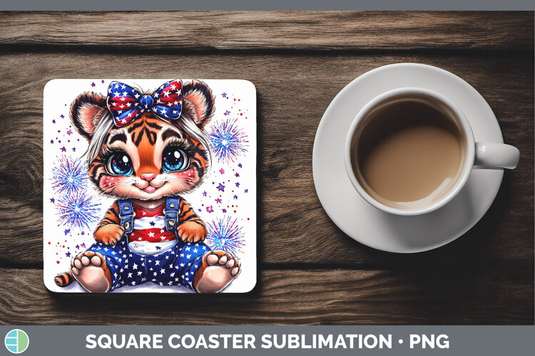 GorgeousAnimals Fourth of July Square Coaster design.