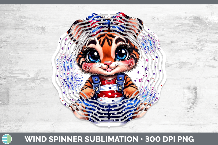 Animals Fourth of July Tiger Wind Spinner Sublimation Spinne