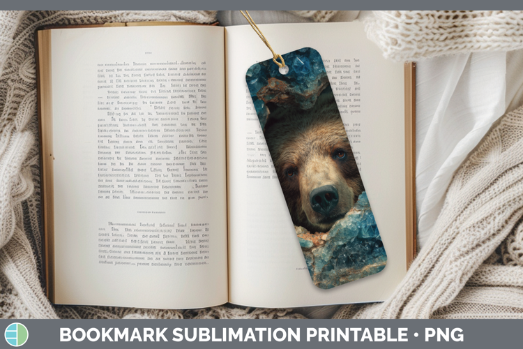 Bear Bookmark Animals Geode Wall Sublimation Printable Desig