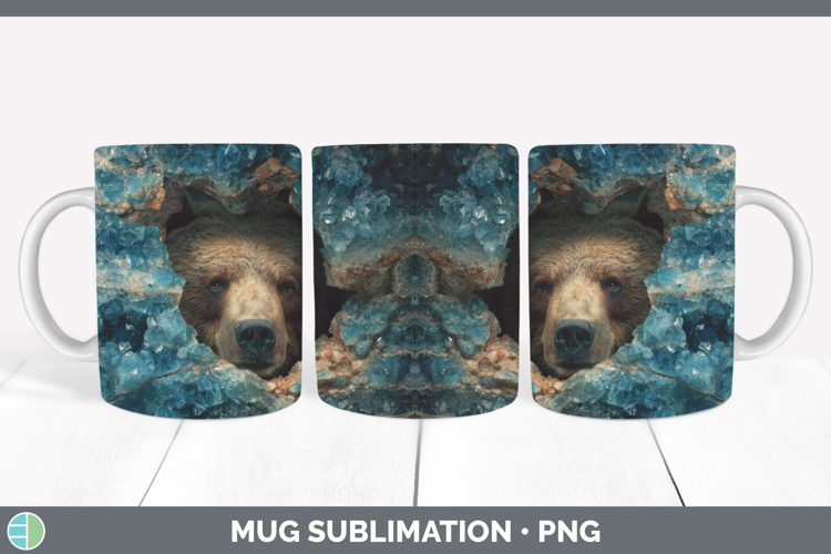 Bear Mug Wrap Animals Geode Wall Sublimation Coffee Cup Desi