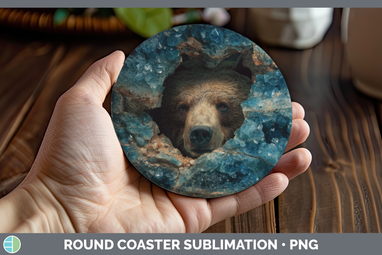 Bear Round Coaster Animals Geode Wall Sublimation Coaster De