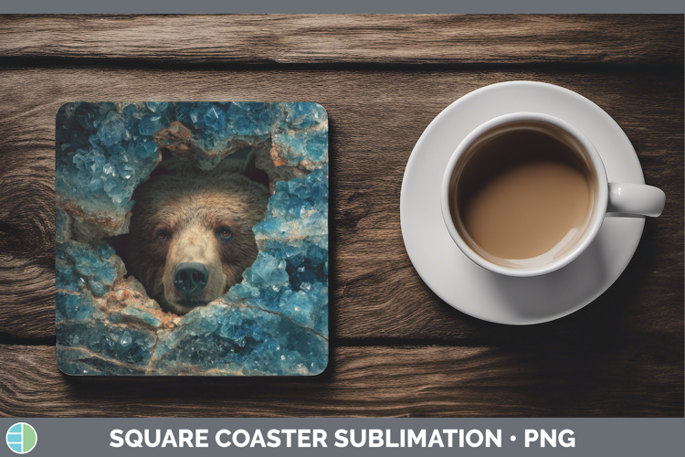 Bear Square Coaster Animals Geode Wall Sublimation Coaster D