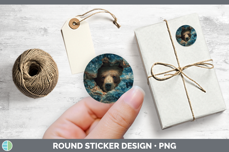 Animals Geode Wall Bear Stickers | Round Labels Designs