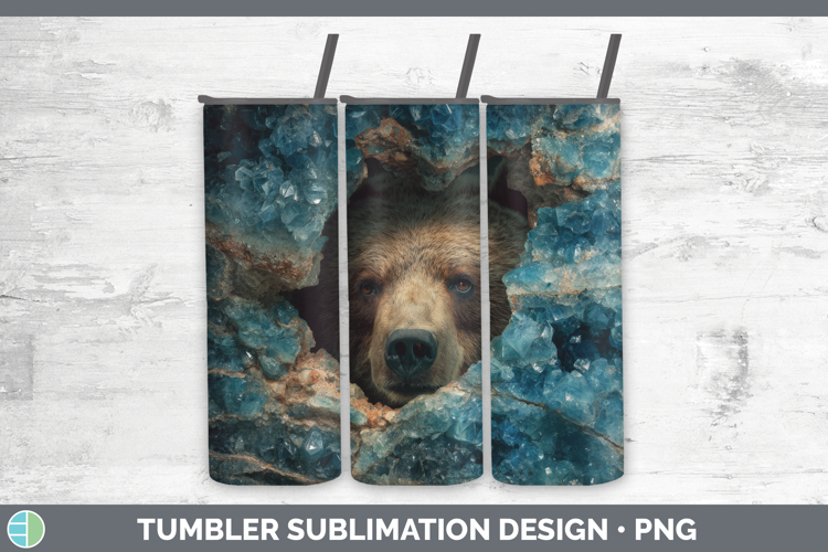 Bear Tumbler Animals Geode Wall Sublimation 20 oz Skinny Tum