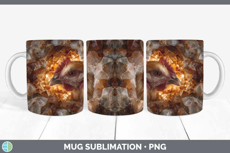 Chicken Mug Wrap Animals Geode Wall Sublimation Coffee Cup D
