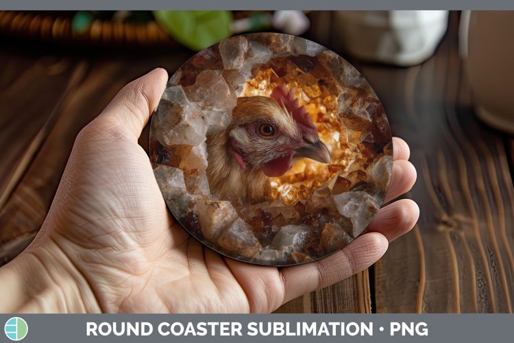 Chicken Round Coaster Animals Geode Wall Sublimation Coaster