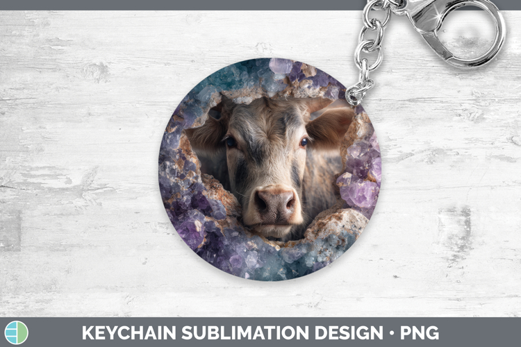 Cow Keychain Animals Geode Wall Sublimation Keyring Designs