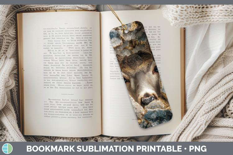 Deer Bookmark Animals Geode Wall Sublimation Printable Desig