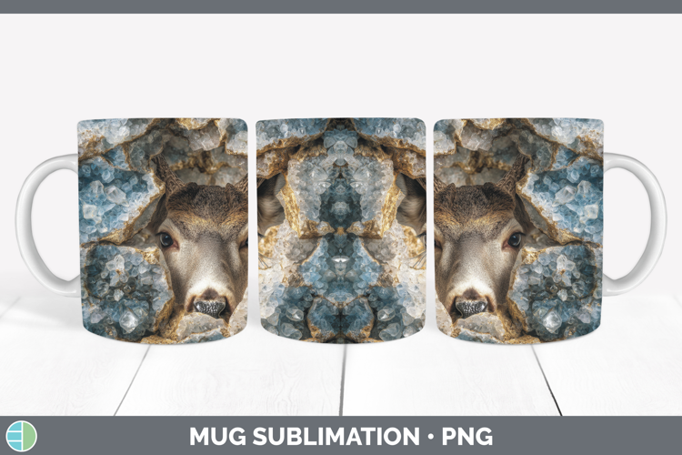 Deer Mug Wrap Animals Geode Wall Sublimation Coffee Cup Desi