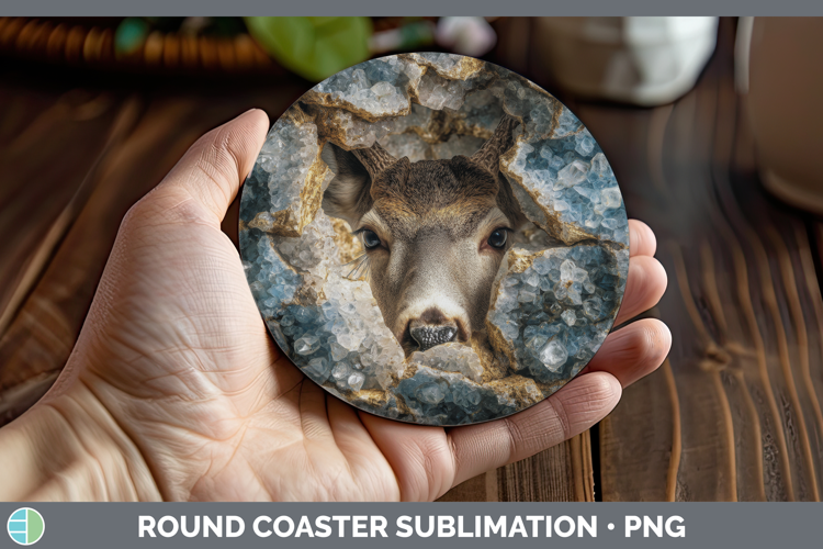 Deer Round Coaster Animals Geode Wall Sublimation Coaster De