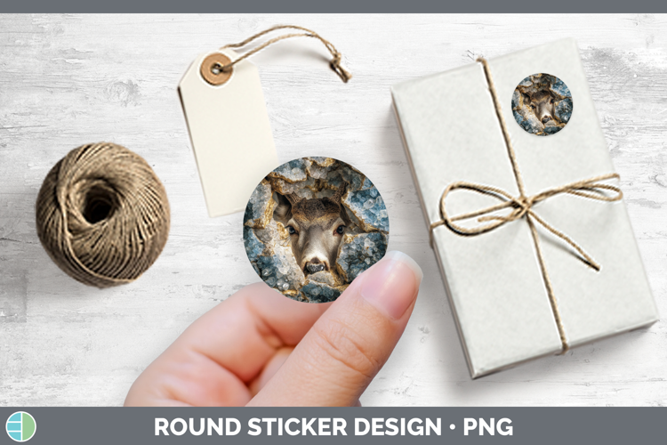 Animals Geode Wall Deer Stickers | Round Labels Designs