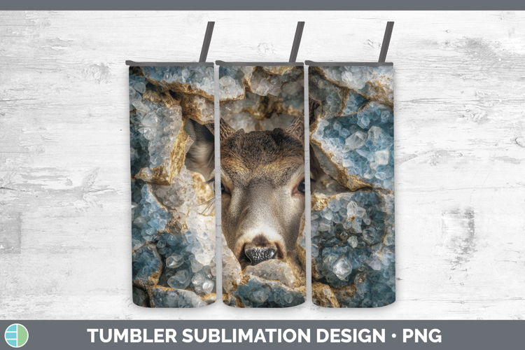 Deer Tumbler Animals Geode Wall Sublimation 20 oz Skinny Tum