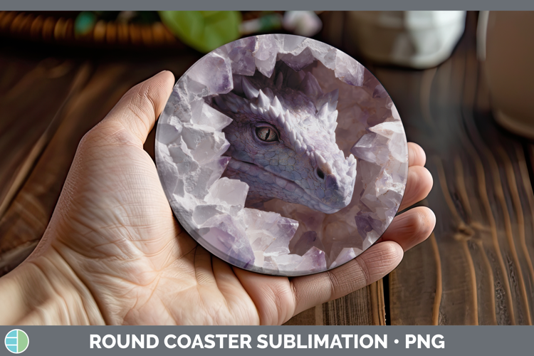 Dragon Round Coaster Animals Geode Wall Sublimation Coaster