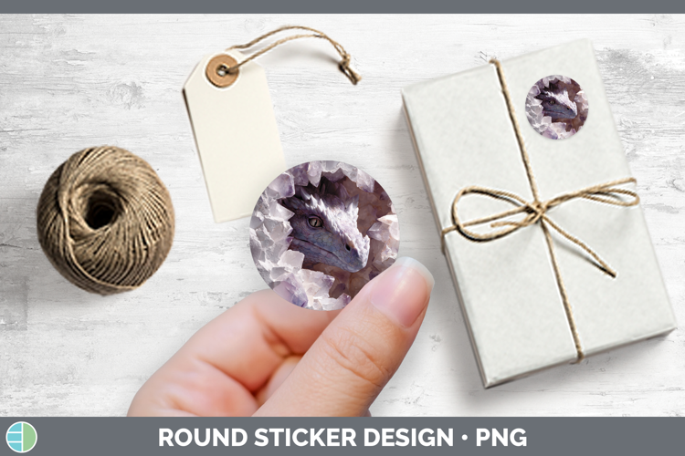 Animals Geode Wall Dragon Stickers | Round Labels Designs