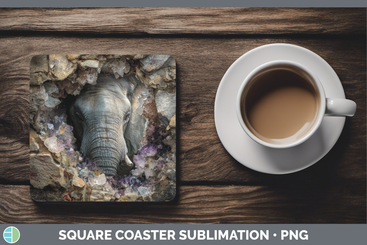 Elephant Square Coaster Animals Geode Wall Sublimation Coast