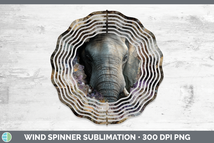 Elephant Wind Spinner Animals Geode Wall Sublimation Spinner