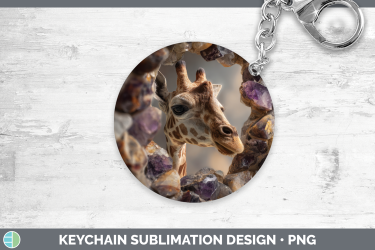 Giraffe Keychain Animals Geode Wall Sublimation Keyring Desi