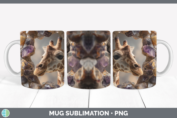 Giraffe Mug Wrap Animals Geode Wall Sublimation Coffee Cup D