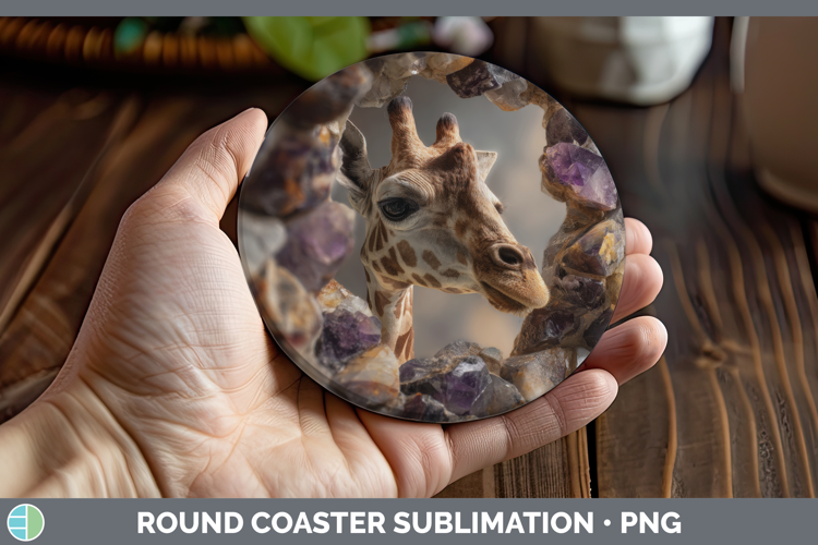 Giraffe Round Coaster Animals Geode Wall Sublimation Coaster