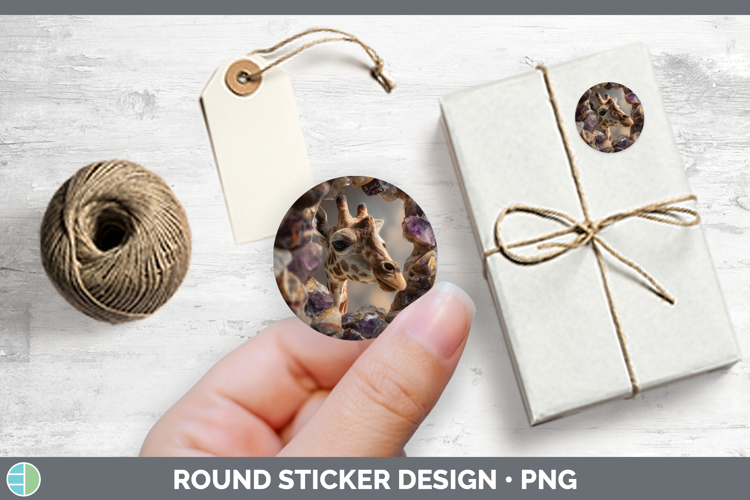 Animals Geode Wall Giraffe Stickers | Round Labels Designs
