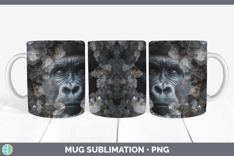 Gorilla Mug Wrap Animals Geode Wall Sublimation Coffee Cup D