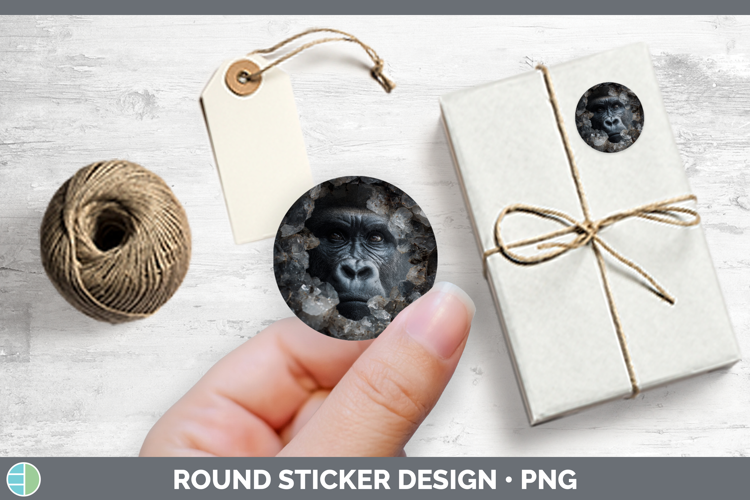 Animals Geode Wall Gorilla Stickers | Round Labels Designs