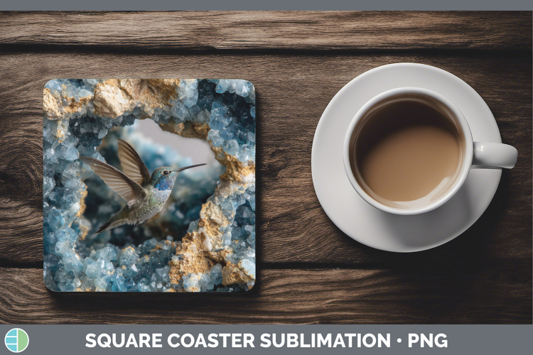 Hummingbird Square Coaster Animals Geode Wall Sublimation Co