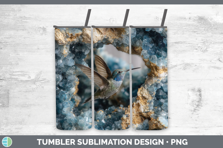 Hummingbird Tumbler Animals Geode Wall Sublimation 20 oz Ski