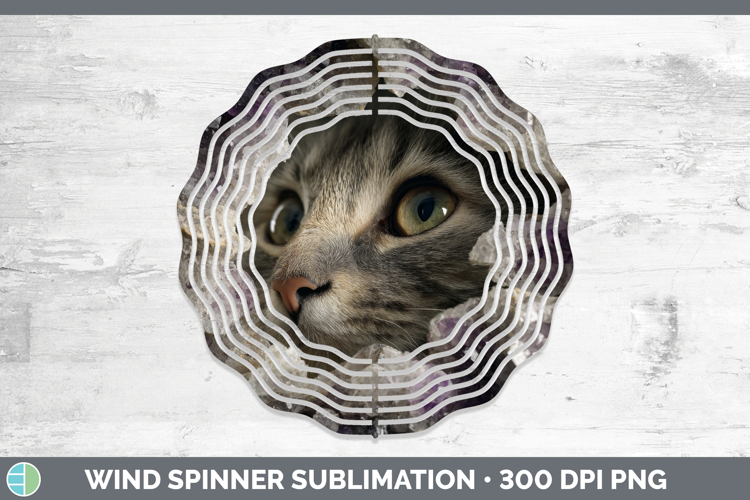 Kitten Wind Spinner Animals Geode Wall Sublimation Spinner D