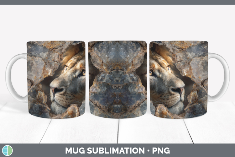 Lion Mug Wrap Animals Geode Wall Sublimation Coffee Cup Desi
